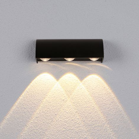 GOECO Applique Moderne 9W, Spot Mural LED 3000K IP65 Noir pour Intérieur&Extérieur Utilisé pour Cour, Chambre, Bureau, Couloir, Salon, Hôtel (1/5)