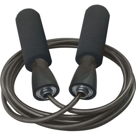 Corde à sauter professionnelle réglable en fil d'acier anti-nœuds, durable et facile à ajuster. Qualité supérieure pour hommes et femmes. Idéale pour la vitesse, la boxe, le cardio et l'endurance. Con (1/3)
