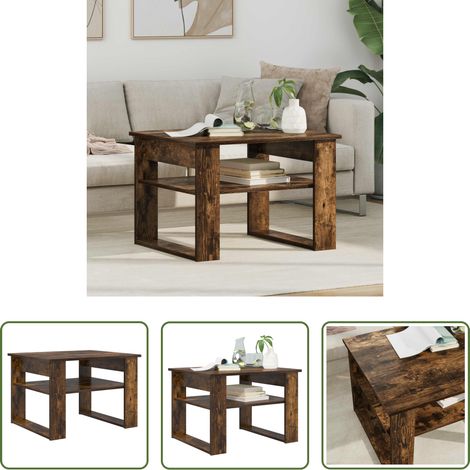 Wohnzimmer Tisch -  Couchtisch Geräucherte Eiche 64 x 54 x 44 cm Holzwerkstoff (1/5)