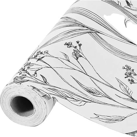 Adhesivo de pared impermeable con estampado floral botánico, BLANCO (1/2)