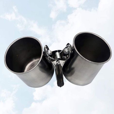 Mangeoires en acier inoxydable pour perroquets, gamelles doubles pour cages à eau avec support à pince pour perruches ondulées et calopsittes. (1/3)