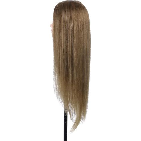 Übungskopf mit 50 % Echthaaranteil, Friseurpuppenkopf, Salonkopf + Haarklammer (1/5)