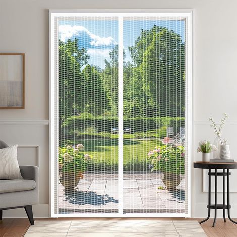 1 Moustiquaire Porte,105x200cm,Fermeture Automatique,Magnétique,Sans Perçage,Balcon Salon