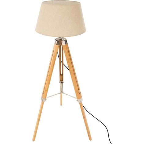Lampadaire trépied en bambou coloris ivoire - Longueur 65 x Profondeur 59 x Hauteur 145 cm -PEGANE-