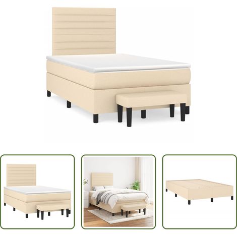 Matelas à ressorts ensachés - Sommier à lattes de lit avec matelas crème 120x190 cm tissu (1/5)