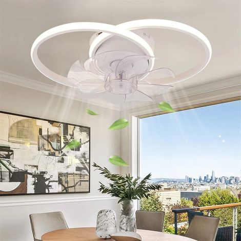 Ventilateur de plafond avec lumière LED, minuterie à 6 vitesses, télécommande, ventilateur électrique pour chambre familiale, cuisine, blanc (1/5)