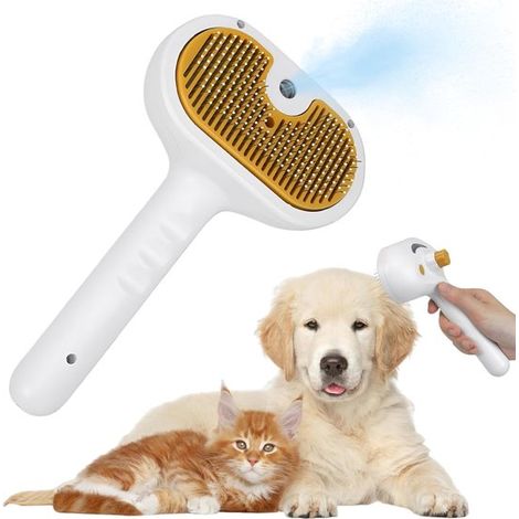 Cepillo de vapor 3 en 1 para gatos y perros - Autolimpiable - Recargable - Para pelaje corto y largo (1/5)