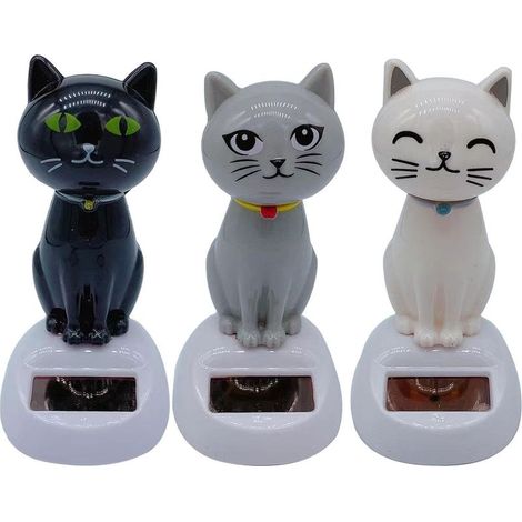 Figurine Solaire Dansante - Chat Mobile pour Tableau de Bord Voiture - Décoration Bureau Maison - 3 Pièces (1/5)