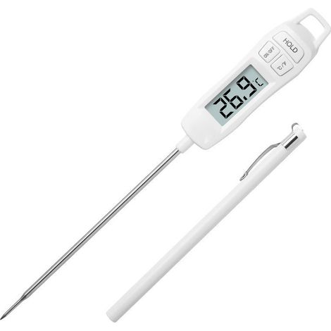 Thermomètre de cuisson à 2 secondes de lecture, thermomètre de cuisson instantané avec longue sonde et écran LCD Thermomètre de cuisine numérique pour aliments, viande, huile, kebab, gril et eau chaud