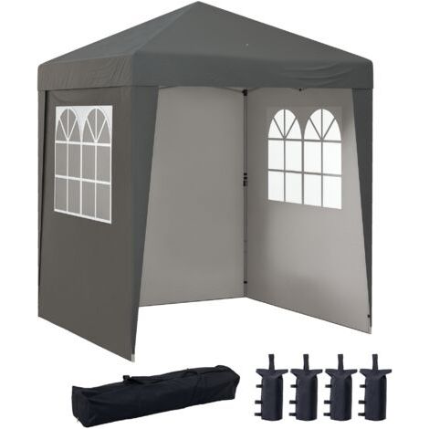 Tonnelle barnum de jardin pop-up pliant réglable en hauteur protection UV 30+ 3 parois latérales gris (1/5)