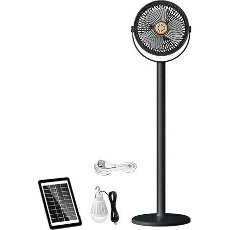Ventilateur solaire portable sur pied avec lumière LED Noir (1/5)