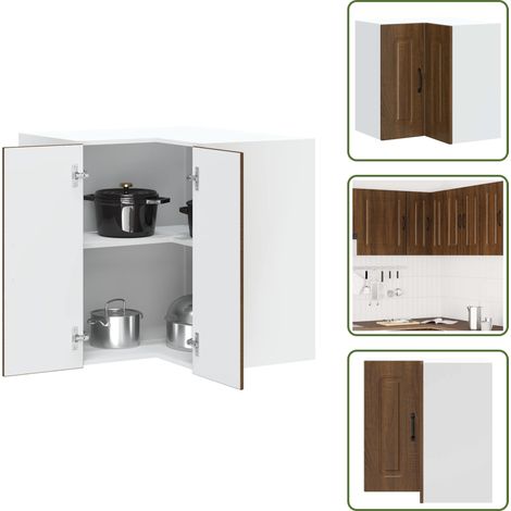 Küchen-Eckhängeschrank Kalmar Braun Eichen-Optik Holzwerkstoff - Küchen-Eckhängeschrank - Küchen-Eckhängeschränke - Eckhängeschrank Für Küche - Küche Hängeschrank (1/5)