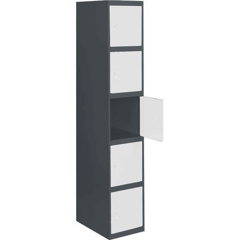 SimonRack Armadietto Spogliatoio Metallico 5 Ante, 1800x400x500 mm, Serratura con Chiave e Areatori, Antracite/Bianco - Simonlocker