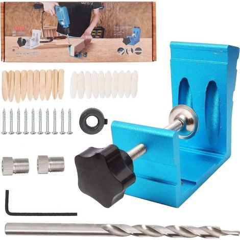 46 pcs 850 Heavy Duty One Piece Aluminum Pocket Hole Jig Kit Woodworking Tilt Hole Locator for Woodworking Angle Drilling Carpenters Woodworking Guide Joints Woodworking Locator (1/5)