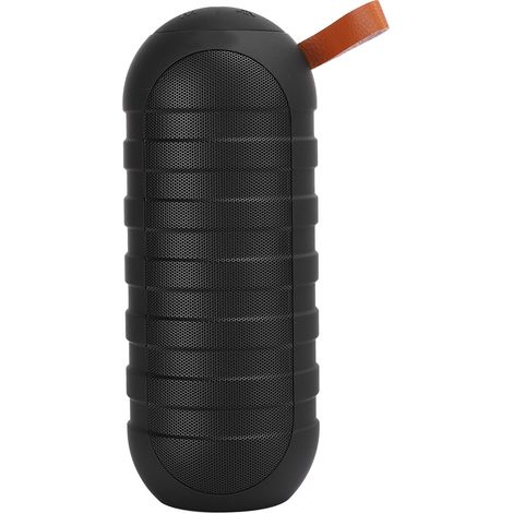 Enceinte Bluetooth extérieure étanche avec caisson de basses, lecteur de carte mémoire portable et lampe torche intégrée (noire) (1/5)