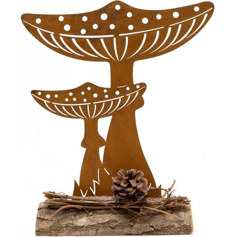 TrendLine Dekofigur Pilze Metall 22,5 x 19 cm Rostoptik Figuren, Skulpturen & Statuen