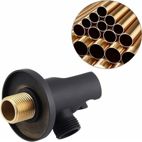 Support de douchette à main, coude de raccordement mural avec support de douche, support rond pour pommeau de douche, coude de douche universel avec support de douche/raccord de douchette (noir) (1/3)