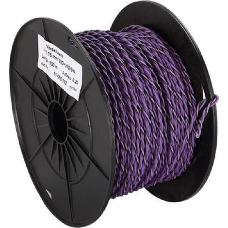Cable compatible avec enceinte torsade 2x0.75mm2 Violet noir 100m
