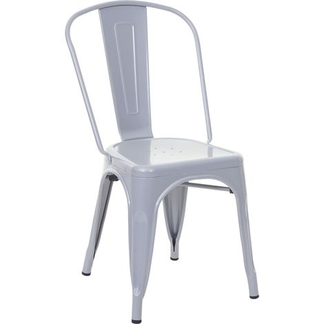Chaise de bistro en métal HWC-A73, désign industriel métallique, empilable - gris (1/5)