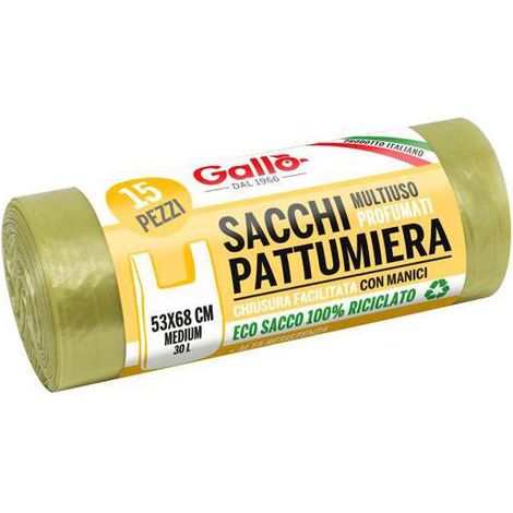 Sacco Immondizia Manici Giallo 53X 68 G 11 Pz 15 Gallo