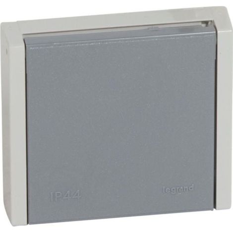 Prise de courant étanche 3P+T 20A à fixer sur boîte Ø67mm ou cadre saillie Plexo complet IP44 encastré - gris - LEGRAND