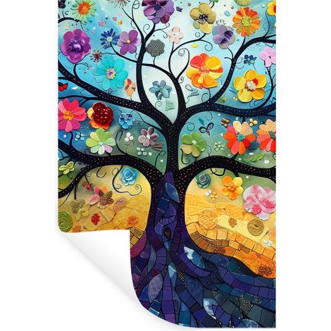 STICKER MURAL Art - Arbre de vie - Fleurs - Hippie 40x60 cm (1/5)