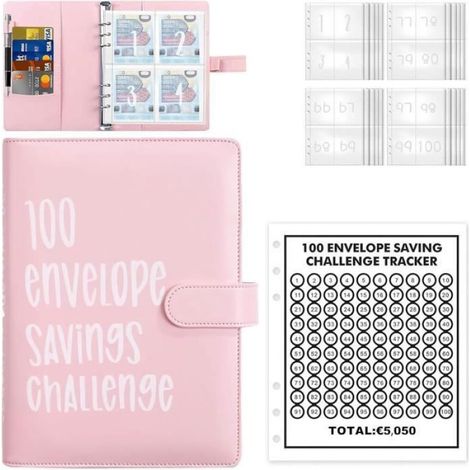 100 Enveloppes Saving Challenge,Saving Challenge,Enveloppes Saving Challenge,A5 Classeur Budget,Une économie Facile De 5 ENVELOPPE (1/4)