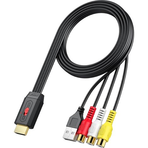 Convertidor AV a HDMI (RCA hembra – 60 cm, negro) (1/5)