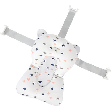 Coussin de bain doux et respirant pour bébé, matelas flottant pour nouveau-né, motif étoiles blanches. (1/5)