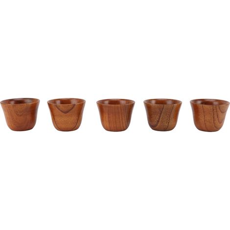 Ensemble de 5 tasses à thé en bois faites à la main pour boissons (1/5)