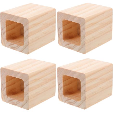 Lot de 4 Rehausseurs Carrés en Bois Massif 3 Cm pour Meubles – Lève-canapés, Pieds de Meubles Robustes pour Lits, Tables et Commodes, Augmentation Hauteur Pratique et Stable (1/5)