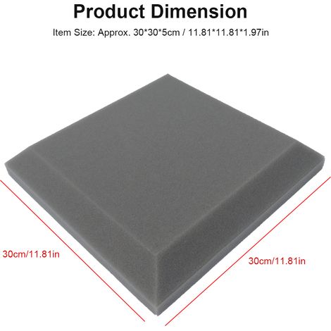 Lot de 12 panneaux en mousse haute densité pour traitement acoustique, insonorisants et isolants phoniques, pour décoration murale, 30 x 30 x 5 cm, gris. (1/2)
