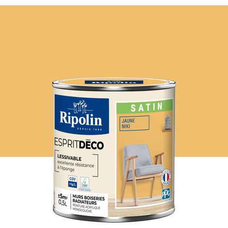 Peinture Murale Toutes Pièces - Satin - 0,5L - Jaune Niki - Ripolin (1/5)