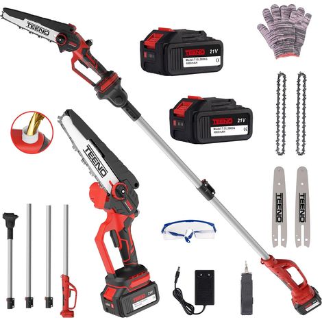 Tronçonneuse électrique 2-en-1丨Avec rallonge télescopique détachable Guide-chaîne 26 pouces丨2 batteries 4 Ah丨2 chaînes丨Angle réglable à 180°丨Idéale pour le jardinage et l'élagage (1/5)