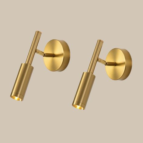 2 Stück 5W LED Wandlampe Spot 350° Verstellbare Wandleuchte Golden Innen Wandspot Dreifarbiges variables Licht