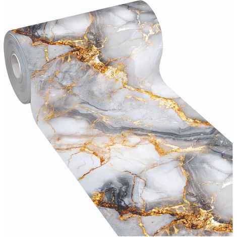 Tappeto Cucina Gomma Stampato Alta Risoluzione HD Antimacchia Antiscivolo Marmo Venato Oro - 51x140 Cm (1/4)