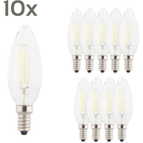 10 x LED Lampe Filament E14 2.8W C35 2700K (1/2)