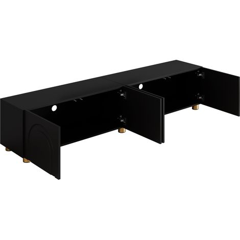 TV-Schrank Lowboard  Bogenrelief 4 Türen  Metallfüße Wohnzimmer Stauraum (1/5)