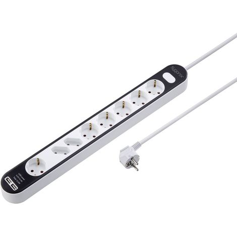 Sygonix SY-4538278 Multipresa con interruttore 8 scomparti Bianco, Nero Schuko 1 pz. (1/5)
