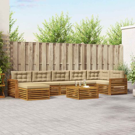 Outdoor-Sofagarnitur 8 pcs Natur und Beige Massivholz Akazie (1/5)