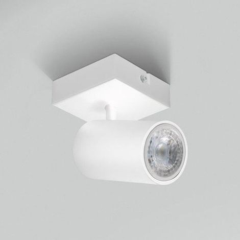 Spot mural base carrée métal blanc GU10 orientable (1/3)