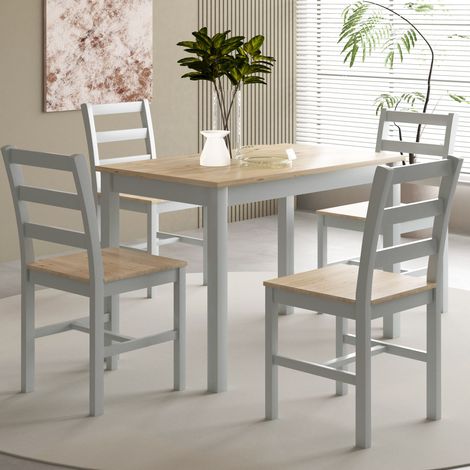 Holcombe 4 seater wooden dining set grey with natural top