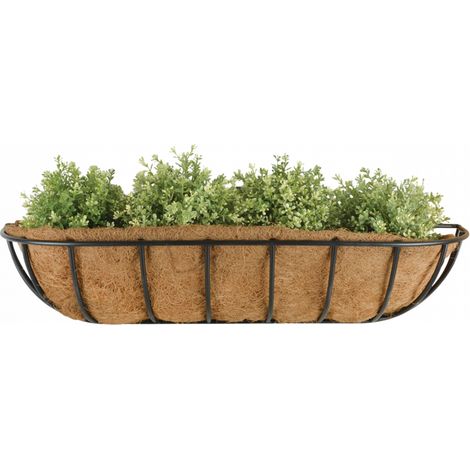 Jardinière murale - L 80 x P 19,5 x H 20 cm - Acier au carbone, fibre coco - Livraison gratuite (1/5)