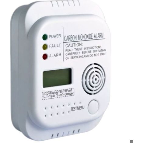 Détecteur de monoxyde de carbone avec affichage température – Alimentation par batterie – Capteur électrochimique – Alarme 85 dB (1/4)