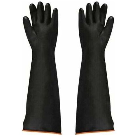 Black latex industrial gloves, acid and alkali resistant. Thickened, glossy, chemical-resistant gloves. Suitable for mining, agriculture, forestry, and fishing. Work safety. – Fei Yu--DTEKGAZ (1/4)