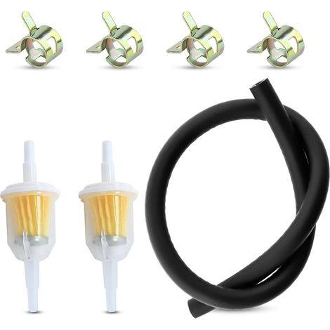 Tuyau de carburant 6 mm, 50 cm, avec 4 pinces et 2 filtres à carburant 6,8/8 mm pour voiture, moto et petits moteurs (1/5)