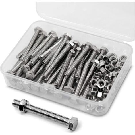 M5 x 50mm 40PCS Boulons à six pans en 304 Acier Inoxydable de Coin Extérieur Vis Hexagonale,Boulons et écrous de Sortilège Ensemble (1/5)