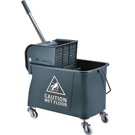Carro de fregona con escurridor, gris, capacidad de 22 litros. (1/5)