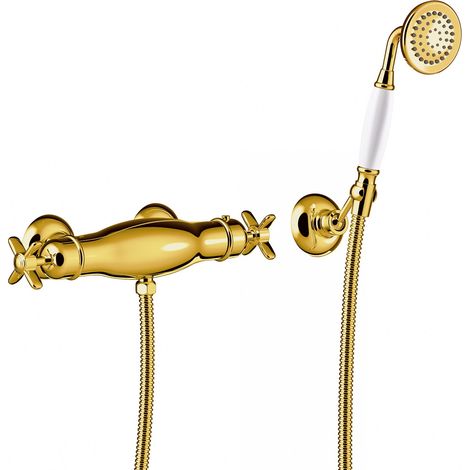 TRES 24216409OR TRES CLASIC Grifo Termostático Mural para Ducha Color Oro 24K - ref: 24216409OR