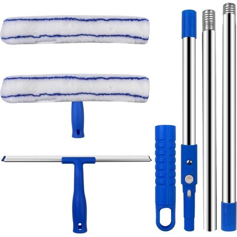 2-in-1 Teleskop-Fensterreinigungsset. Gummiabzieher. Wasserwischer. 120 cm ausziehbarer Griff. Fensterreiniger. Silikon-Fensterreinigungspad. (1/5)